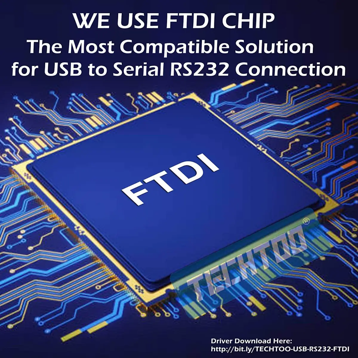 TECHTOO 4-Port USB to RS232 DB9 Serial Adapter Cable Male-to-Male with FTDI Chip | Connects 4 Serial Devices - view 2