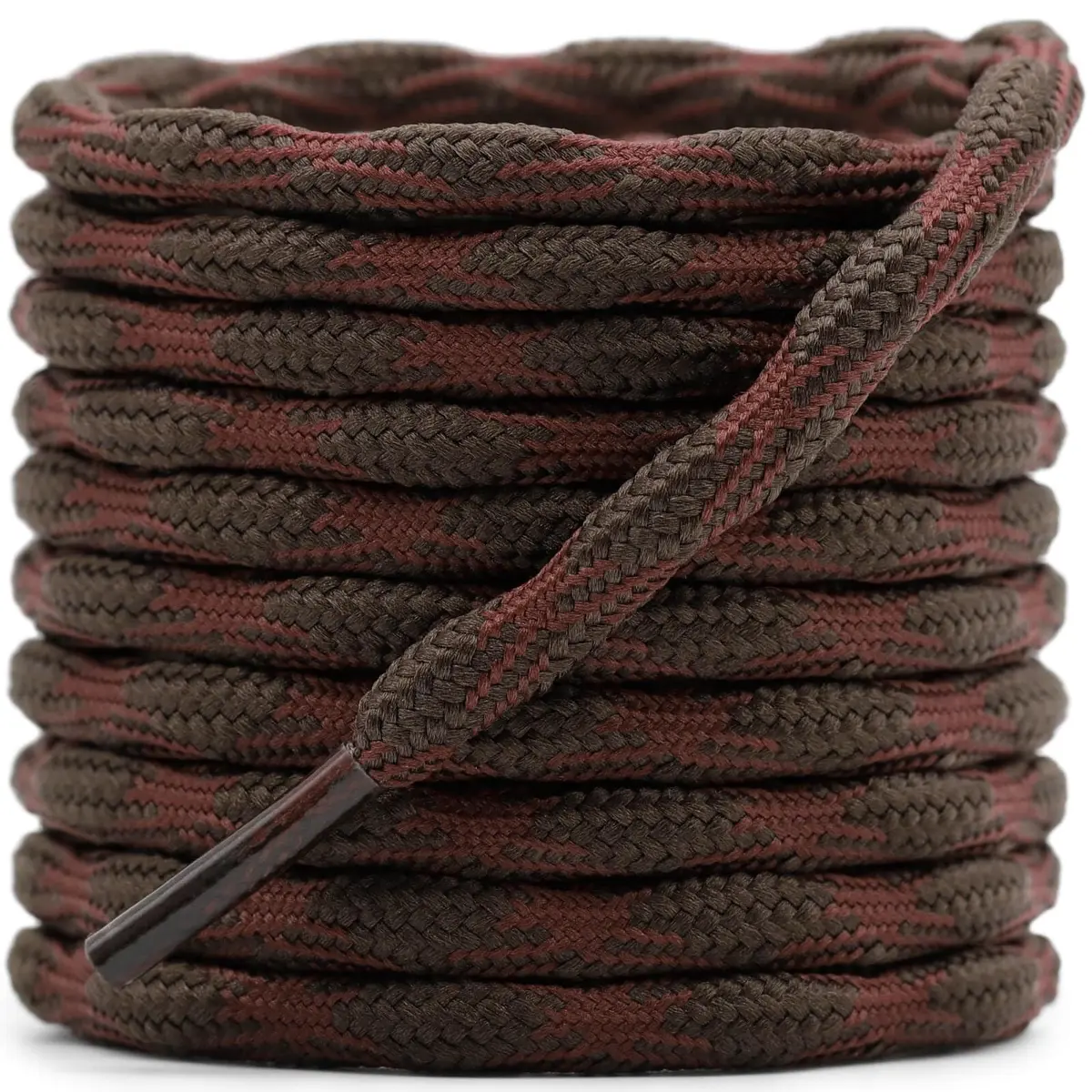DELELE Round Hiking Boot Laces 63 Inch Red&Brown | Durable Polyester, Anti-Slip Wave Design - main product image