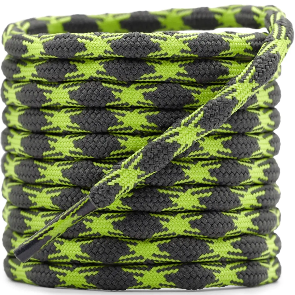 DELELE Round Hiking Boot Laces: 47 Inch Dark Gray & Fluorescent Yellow | Durable Polyester Outdoor Shoelaces - main product image