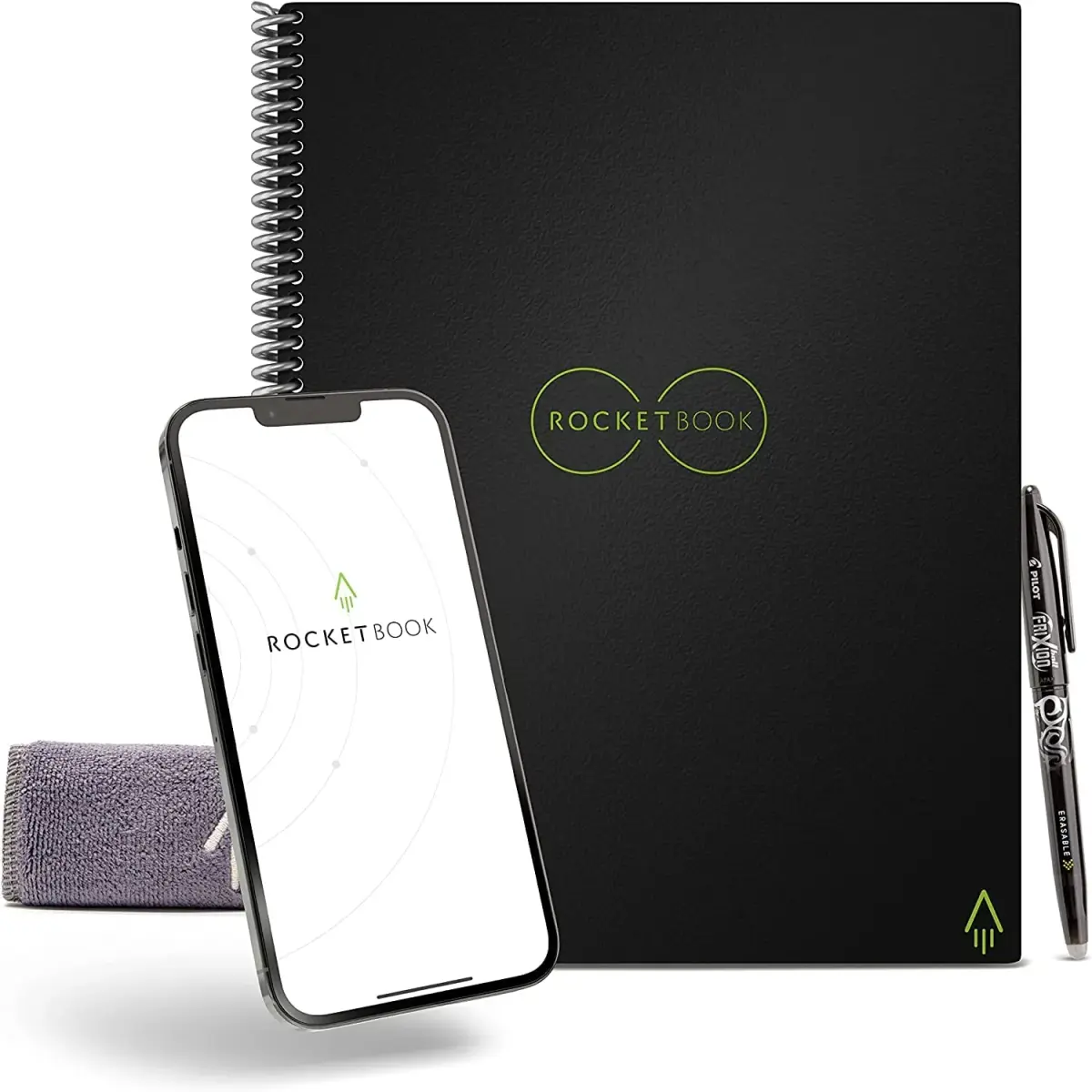 Rocketbook Core Reusable Spiral Notebook, Executive Size 6x8.8, Black - Dotted Pages | 36 Pages - main product image