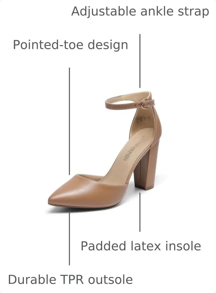 DREAM PAIRS Coco High Heels Chunky Pumps 9 | Elegant 4-Inch Block Heel for Women - view 3
