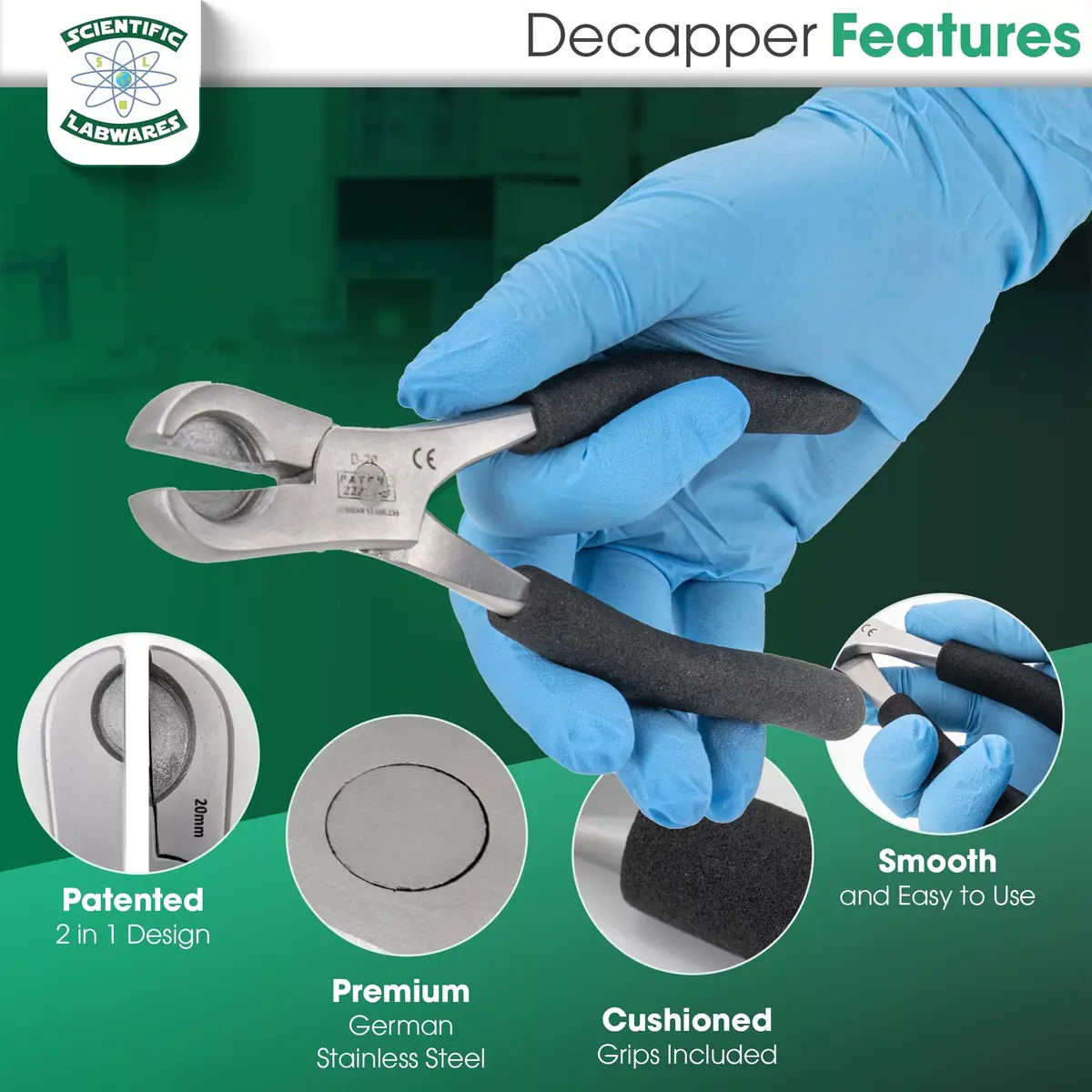 Scientific Labwares Dual Action Decapper Pliers for 13mm & 20mm Vials | 160g (0.35lb) - view 4