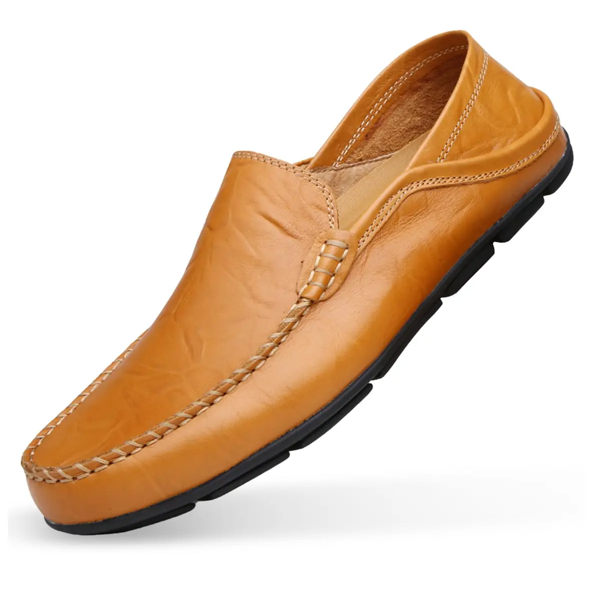 Go Tour Men's Premium Genuine Leather Loafers Size 7.5 US | Breathable Slip-On Casual Shoes - main product image