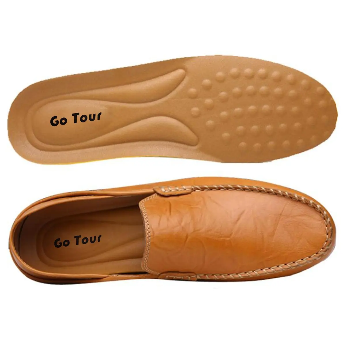 Go Tour Men's Premium Genuine Leather Loafers Size 7.5 US | Breathable Slip-On Casual Shoes - view 5