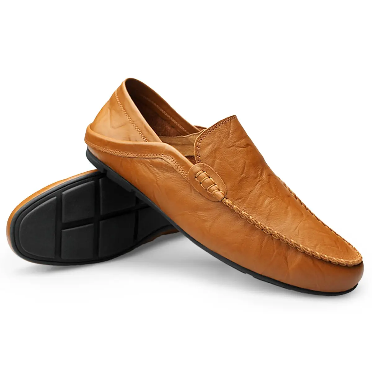 Go Tour Men's Premium Genuine Leather Loafers Size 7.5 US | Breathable Slip-On Casual Shoes - view 6