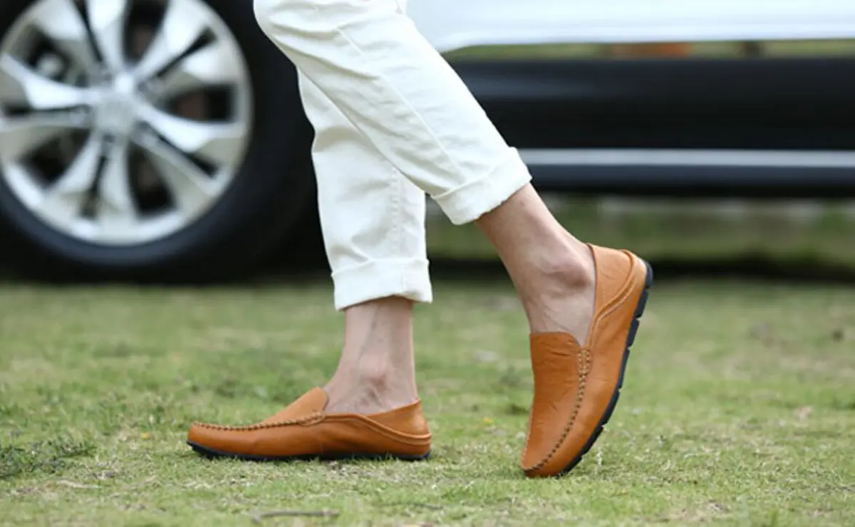 Go Tour Men's Premium Genuine Leather Loafers Size 7.5 US | Breathable Slip-On Casual Shoes - view 7