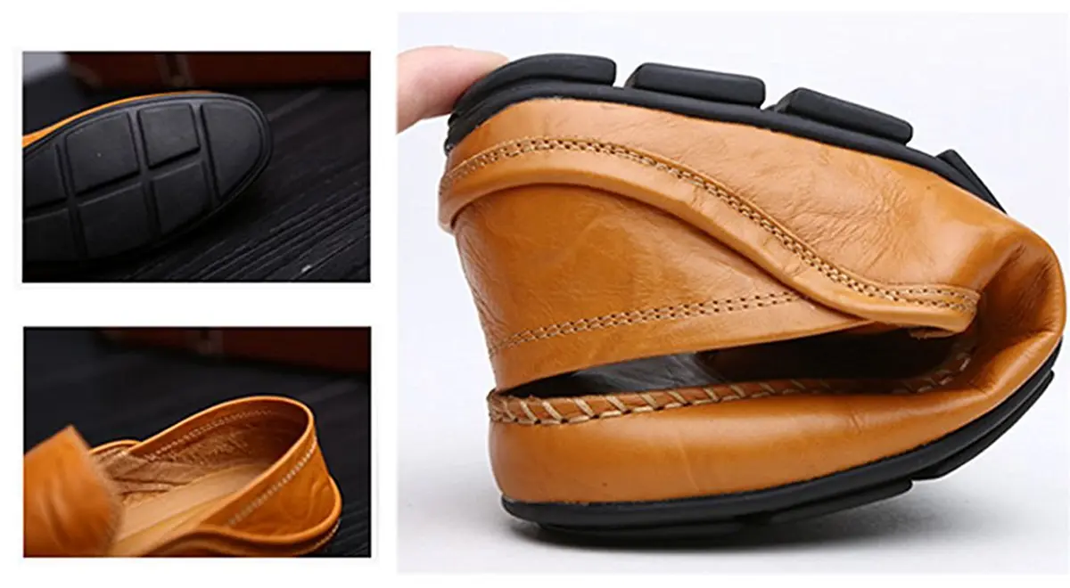 Go Tour Men's Premium Genuine Leather Loafers Size 7.5 US | Breathable Slip-On Casual Shoes - view 9