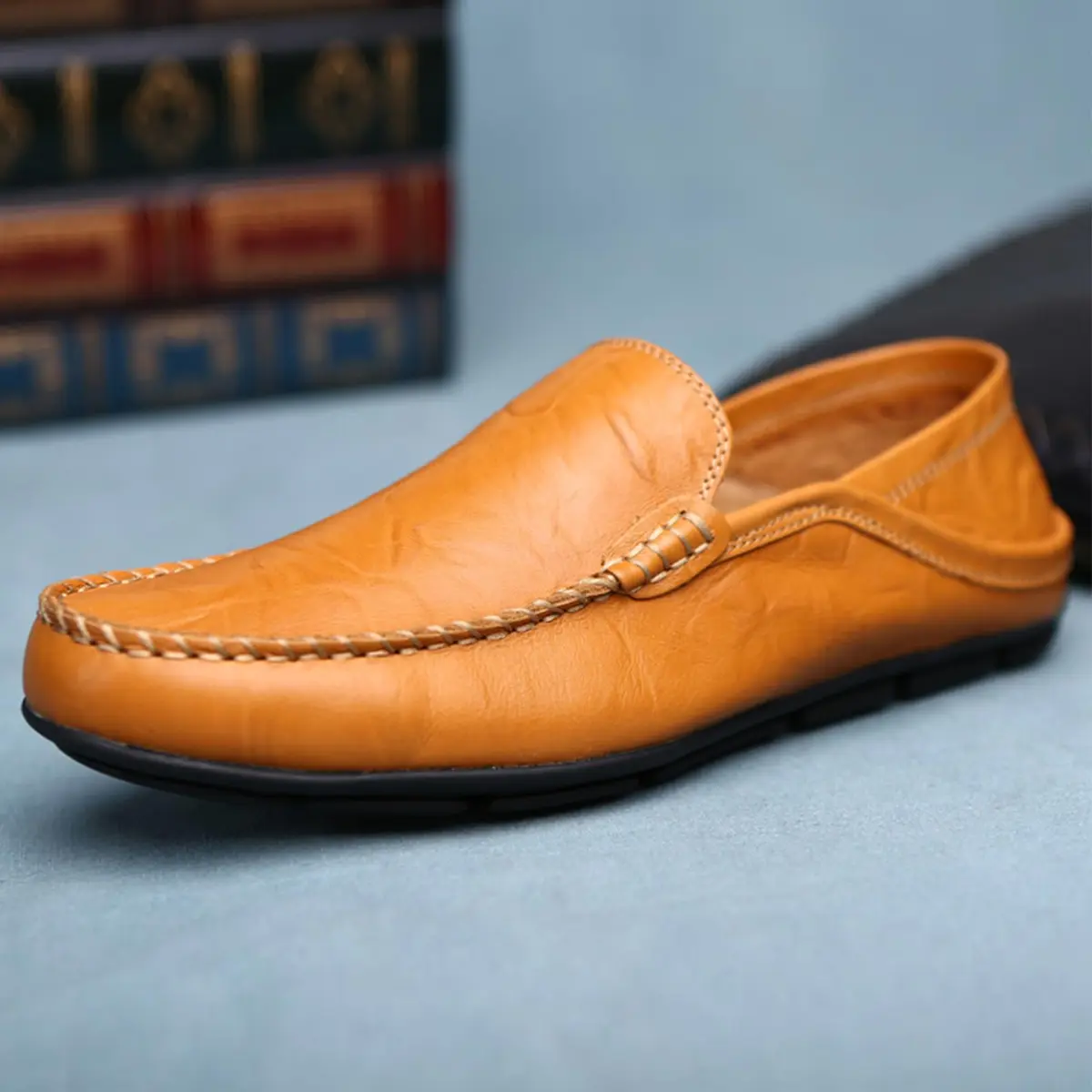 Go Tour Men's Premium Genuine Leather Loafers Size 7.5 US | Breathable Slip-On Casual Shoes - view 4