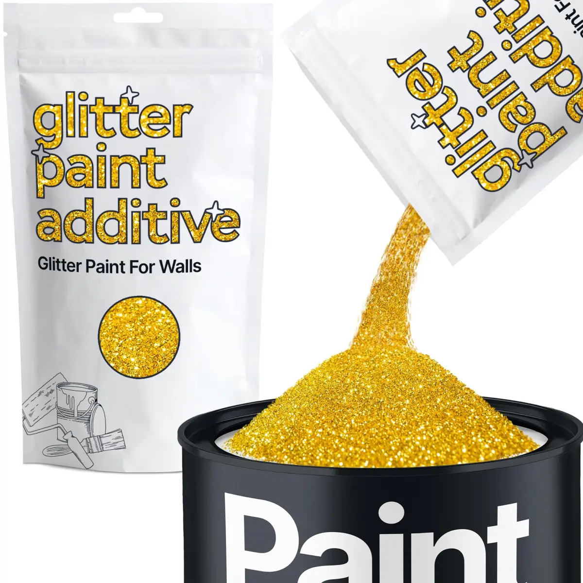 Hemway Gold Glitter Paint Additive for Walls 100g (3.5oz) | Shimmer Effect for Interior & Exterior Surfaces - main product image