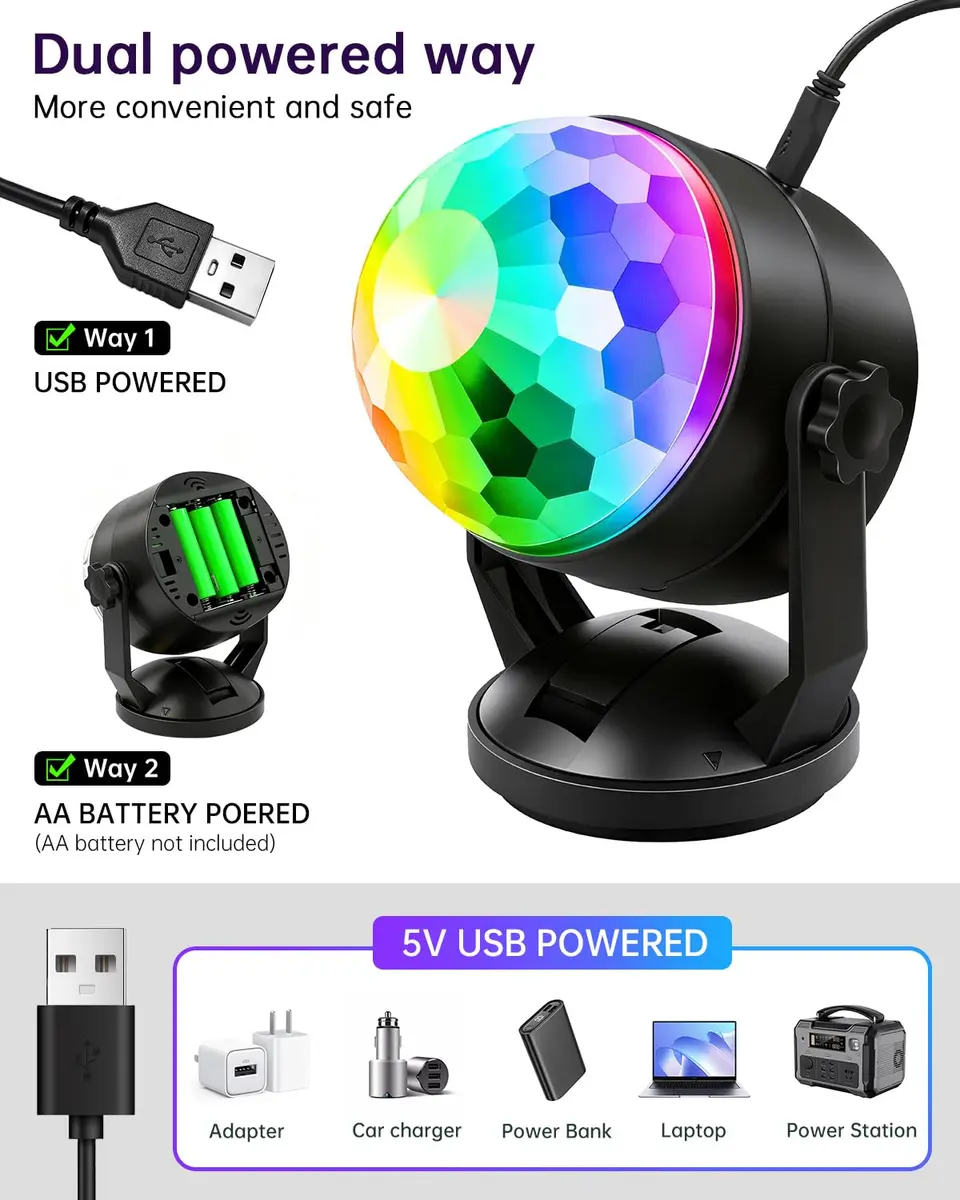 Luditek Portable Disco Ball Party Lights Sound Activated Battery Powered LED Stage Lighting with Remote, 360° Beam Angle | 360 Degree Beam Angle - view 7