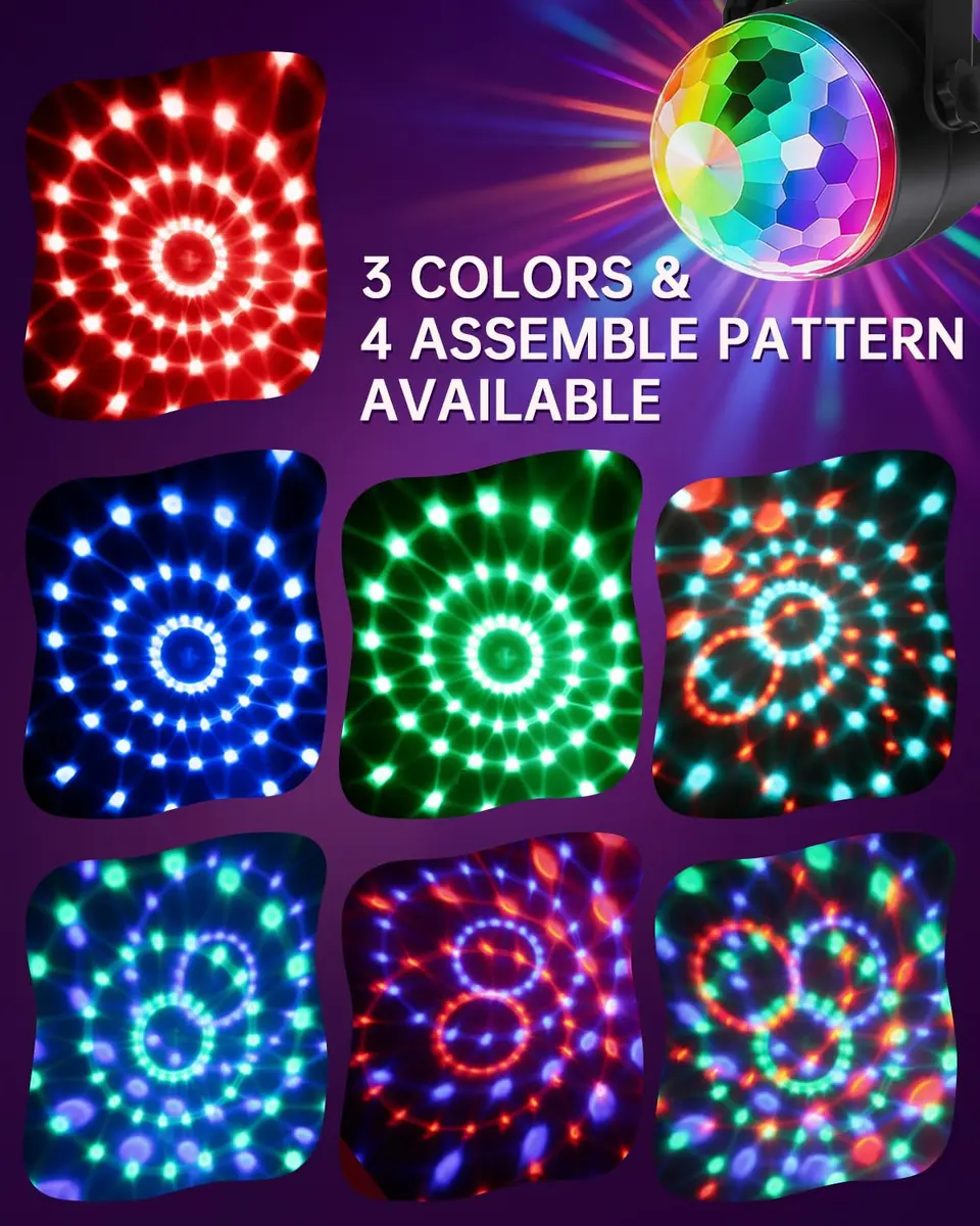 Luditek Portable Disco Ball Party Lights Sound Activated Battery Powered LED Stage Lighting with Remote, 360° Beam Angle | 360 Degree Beam Angle - view 3
