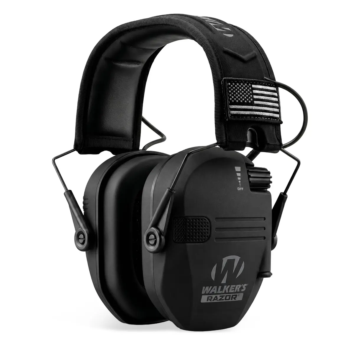 Walker's Razor Slim Electronic Muff - Black Patriot | 23dB Noise Reduction - main product image