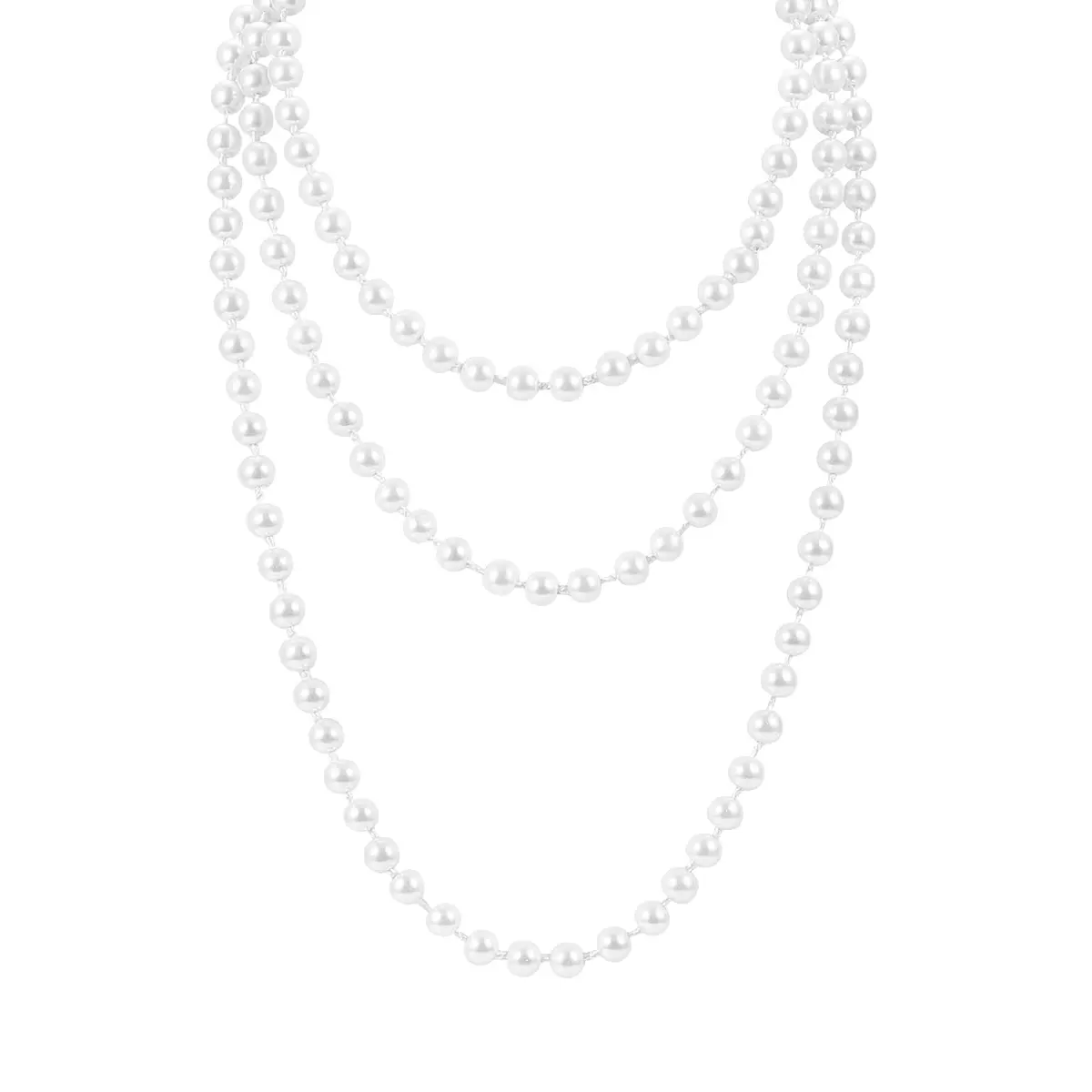 TINKSKY Fake Pearls Necklace Retro Pearls Long Necklace Chain with Lobster Clasp | Classic White - main product image