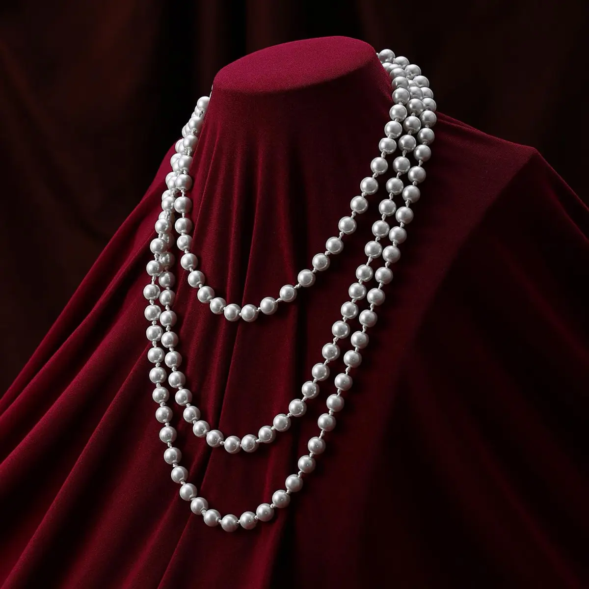 TINKSKY Fake Pearls Necklace Retro Pearls Long Necklace Chain with Lobster Clasp | Classic White - view 6