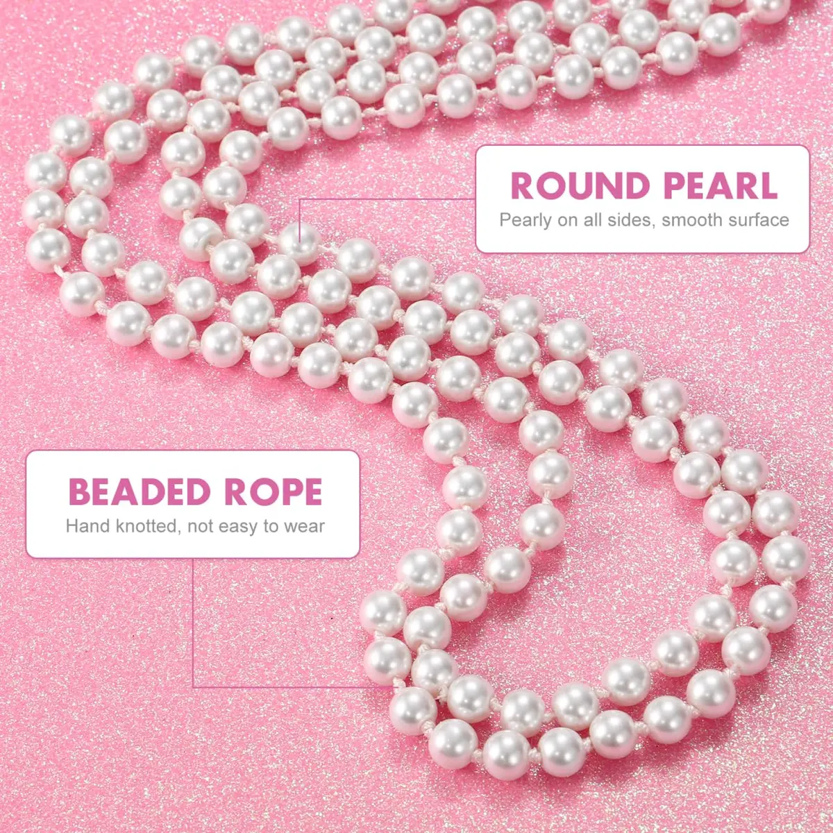 TINKSKY Fake Pearls Necklace Retro Pearls Long Necklace Chain with Lobster Clasp | Classic White - view 4