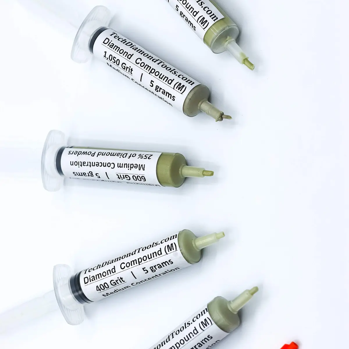 TechDiamondTools Diamond Polishing Paste Kit — 5 Grits (400 to 1050) | USA Made | Oil-Based Syringes | Complete Lapping & Stropping Set for Metal, Glass, Gemstone, Knife, Jewelry | 25% Diamond Powder - main product image