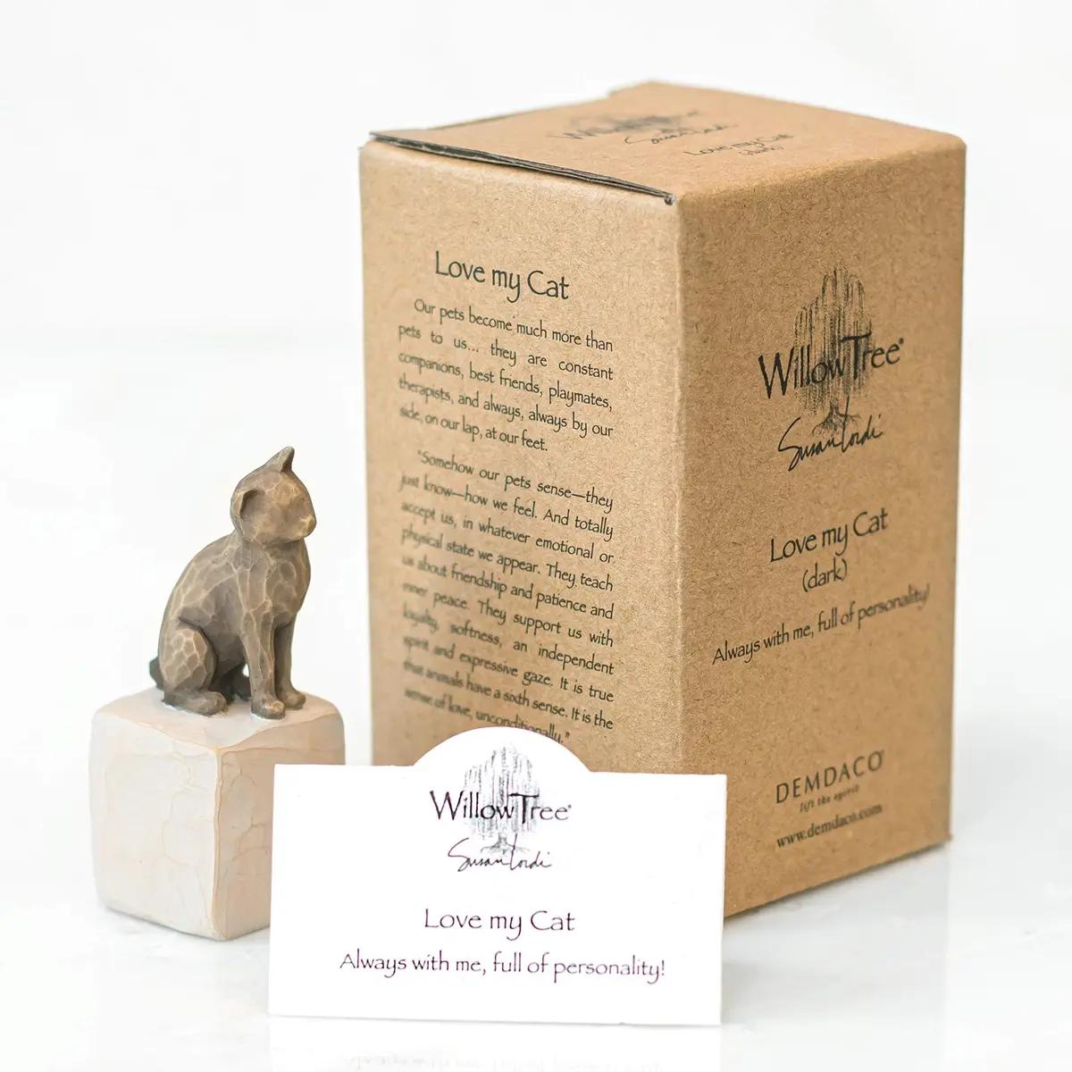 Willow Tree Love My Cat (Dark) Sculpted Hand-Painted Figurine | Handcrafted Resin Cat Decor - view 6
