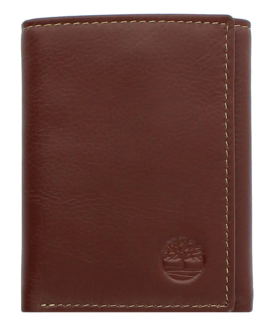 Timberland Men's Leather Trifold Wallet With ID Window Cognac | Genuine Italian Leather, 11 Pockets - main product image