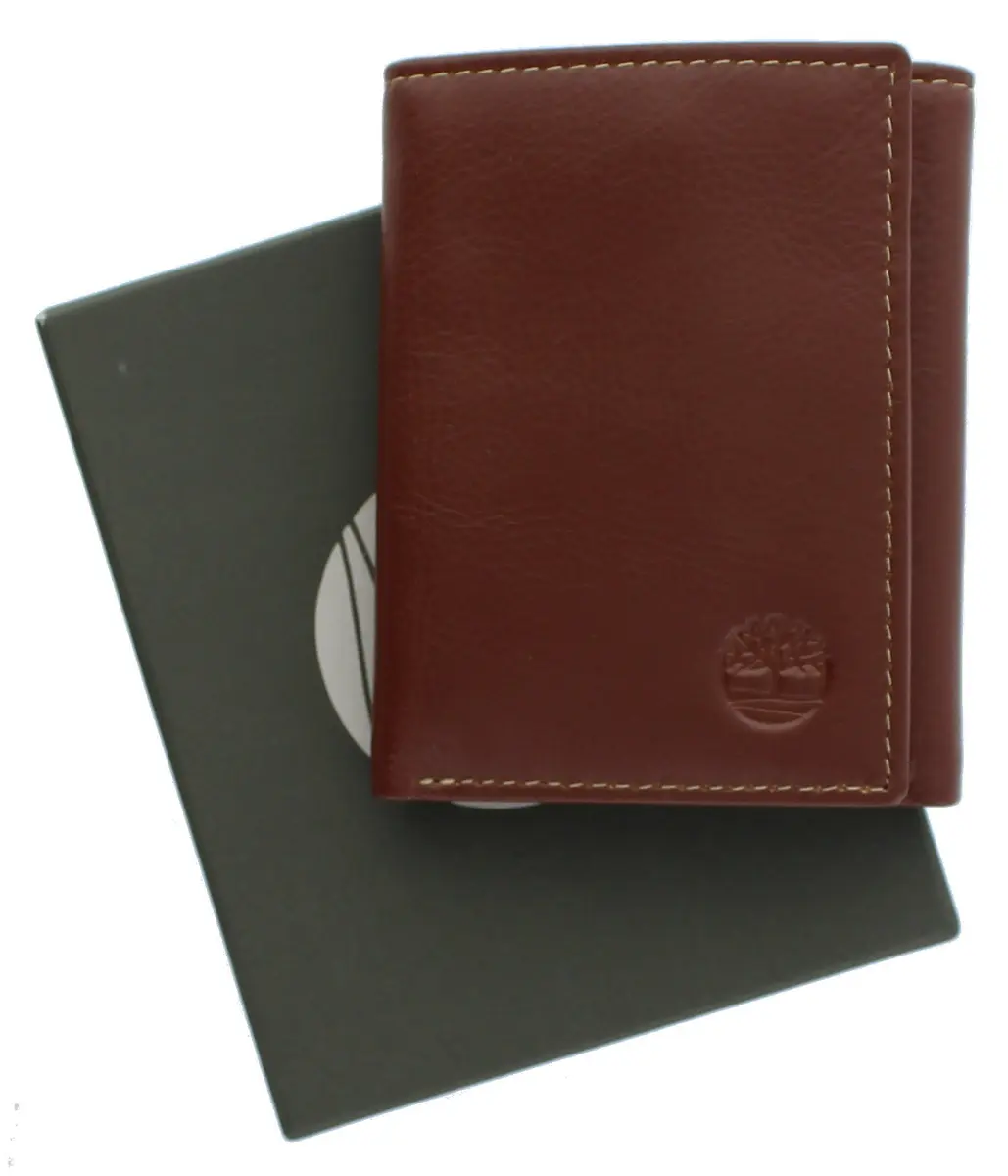 Timberland Men's Leather Trifold Wallet With ID Window Cognac | Genuine Italian Leather, 11 Pockets - view 6