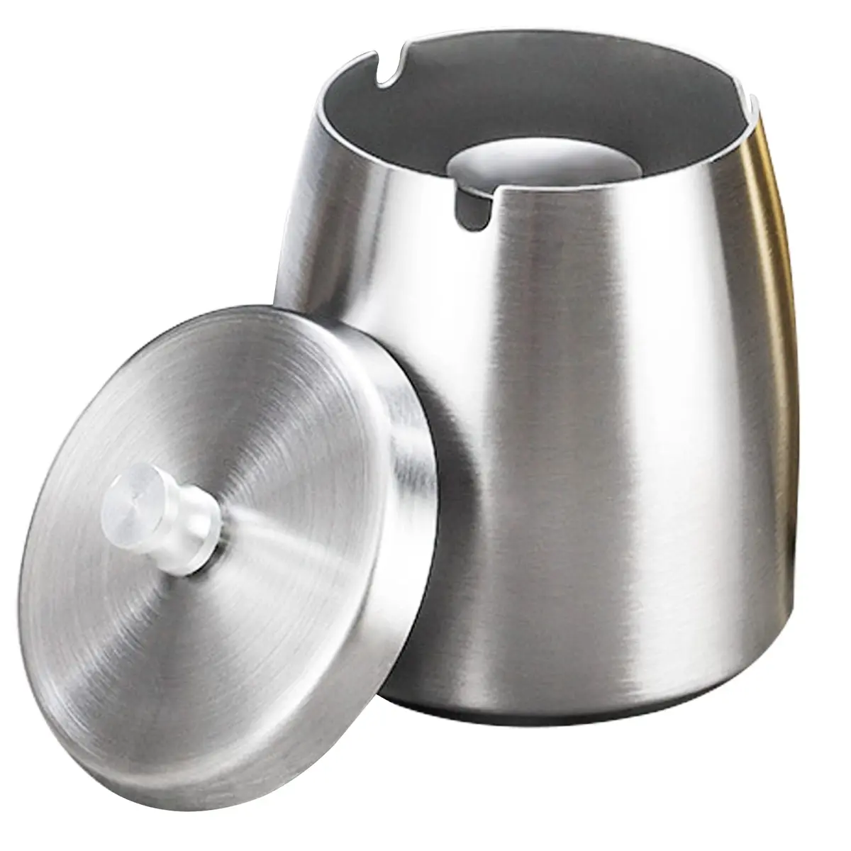 OILP Modern Windproof Ashtray with Lid 10.16cm x 11.18cm (4in x 4.4in) | Stainless Steel Tabletop Smokeless Ashtray - view 9