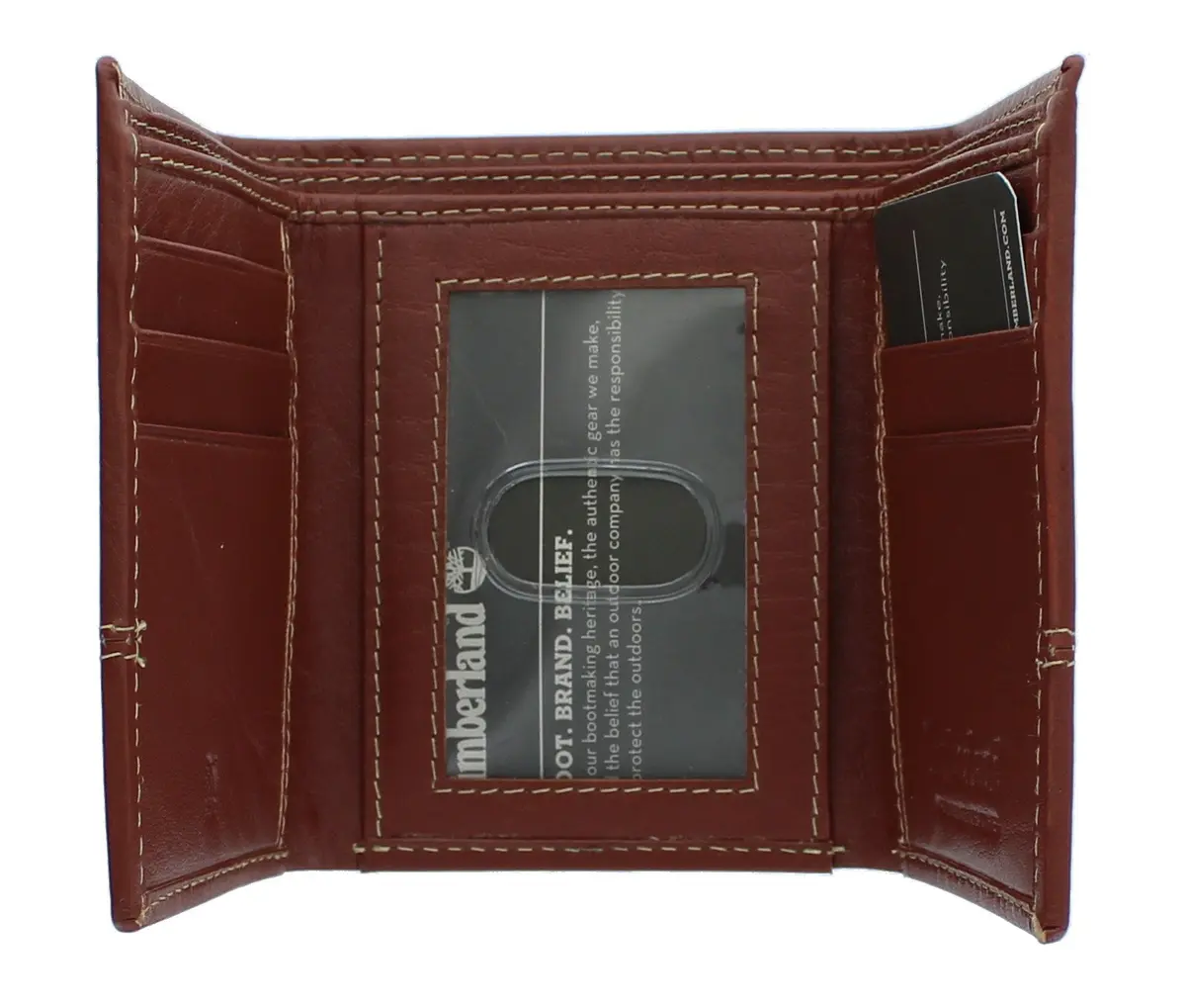Timberland Men's Genuine Leather RFID Blocking Trifold Wallet Cognac | 10.16cm (4in) x 8.25cm (3.25in) x 1.9cm (0.75in) - view 4
