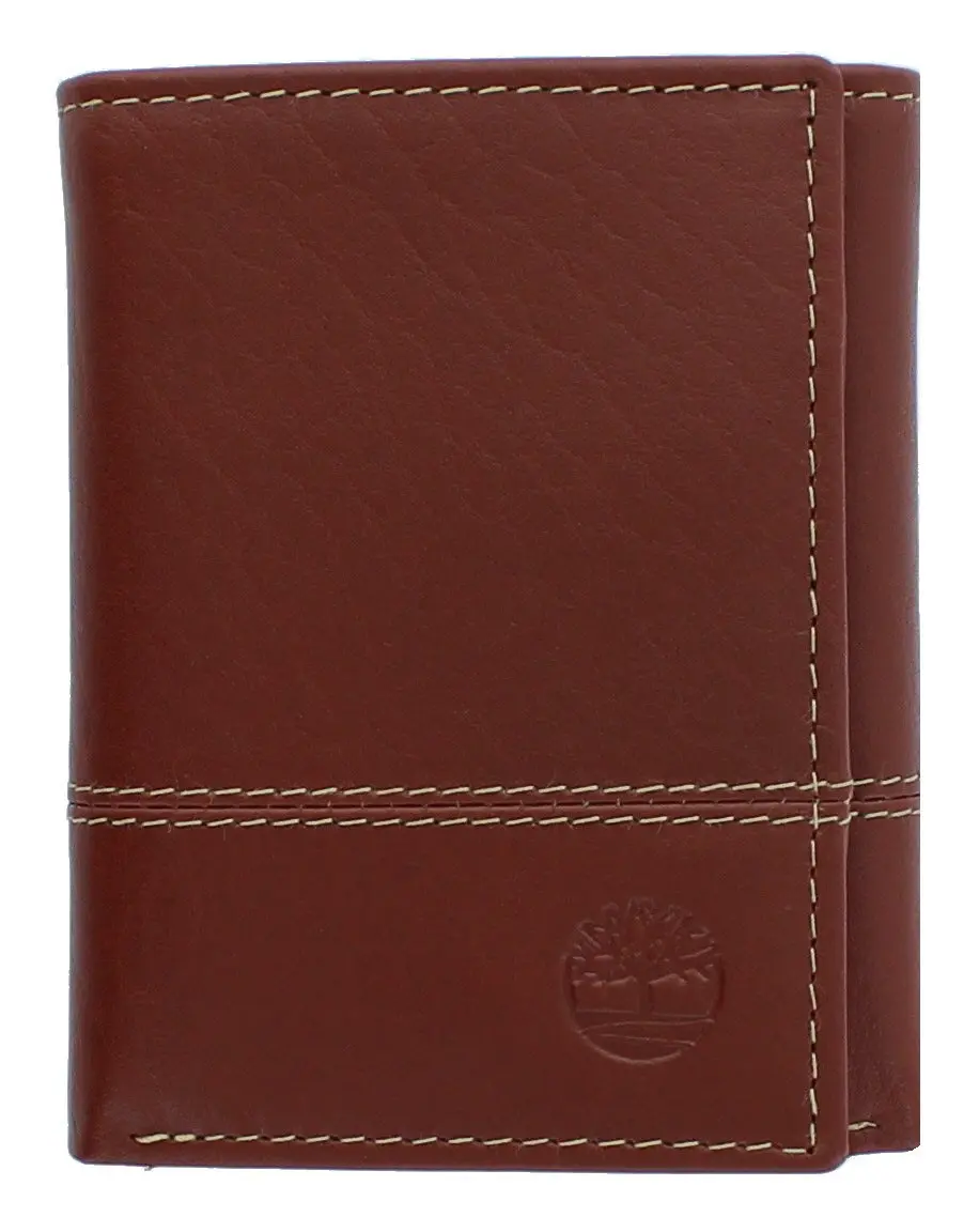 Timberland Men's Genuine Leather RFID Blocking Trifold Wallet Cognac | 10.16cm (4in) x 8.25cm (3.25in) x 1.9cm (0.75in) - main product image