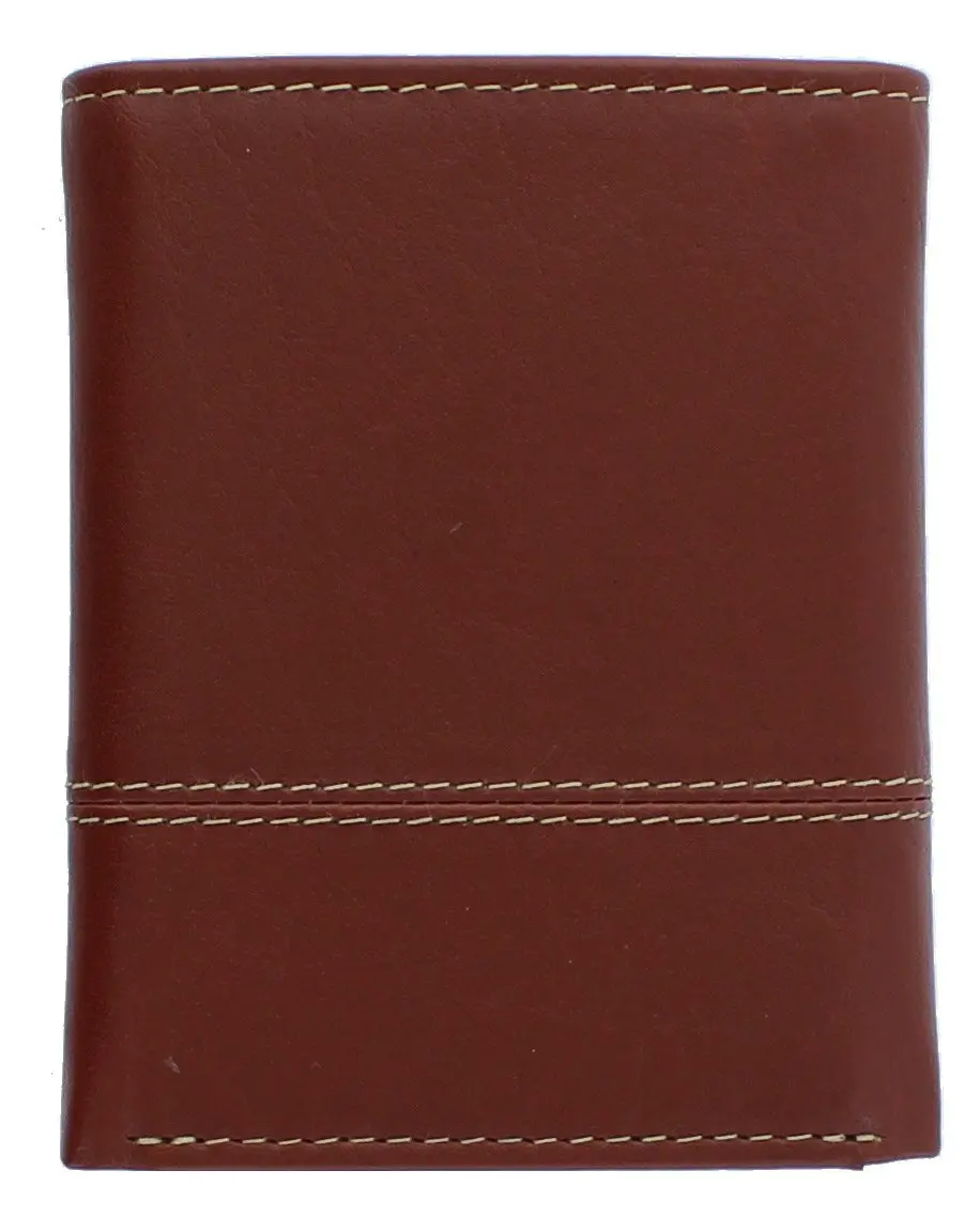 Timberland Men's Genuine Leather RFID Blocking Trifold Wallet Cognac | 10.16cm (4in) x 8.25cm (3.25in) x 1.9cm (0.75in) - view 3