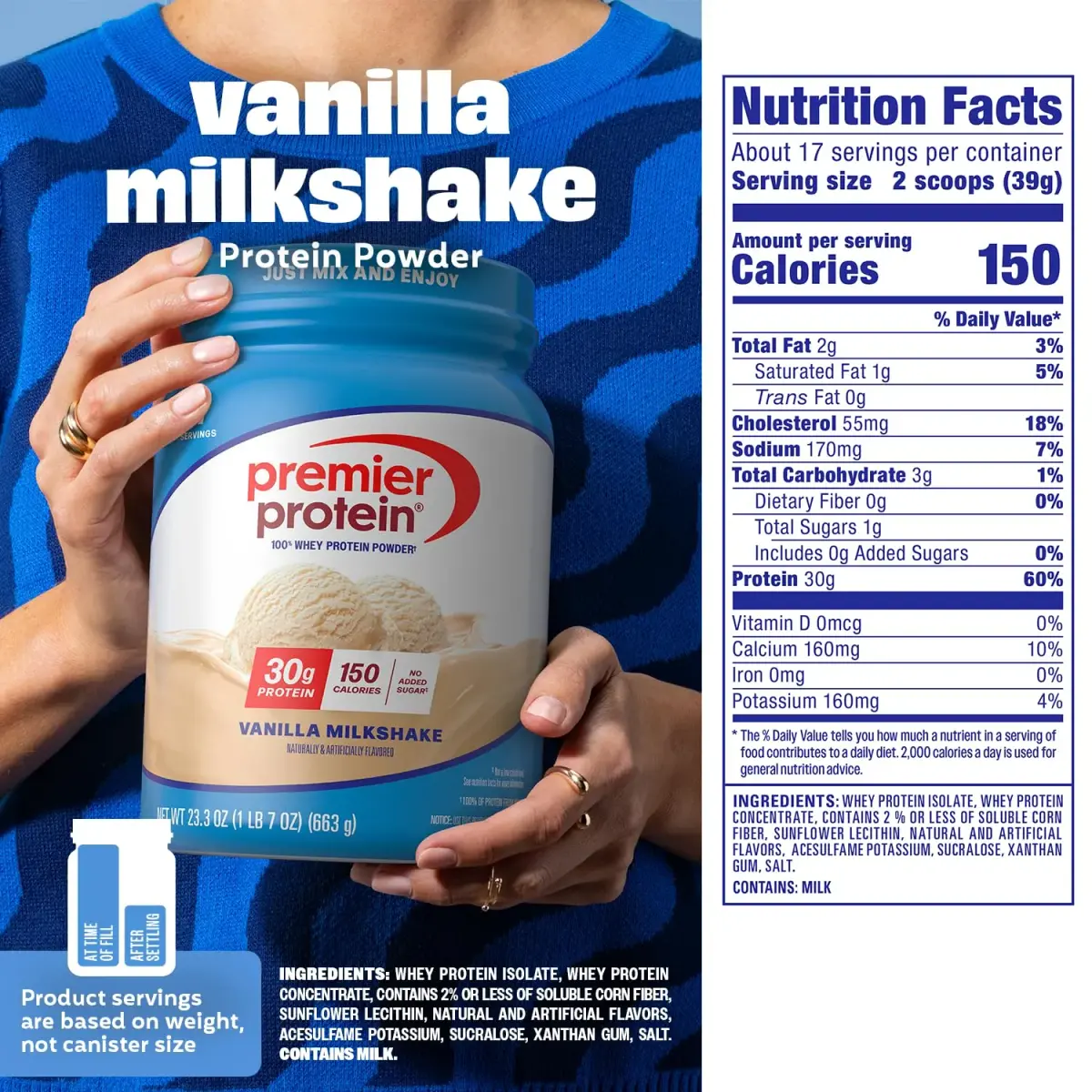 Premier Protein 30g High Protein Powder Vanilla 1.46 lb (662 g) | 100% Whey Protein Isolate & Concentrate for Muscle Recovery - view 5