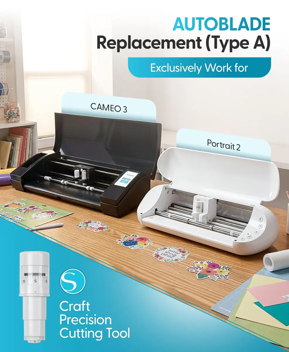 Silhouette America AutoBlade Replacement for Cameo 3 & Portrait 2 (3 Pack, White) | 10 Depth Levels, 2mm Cut - view 2