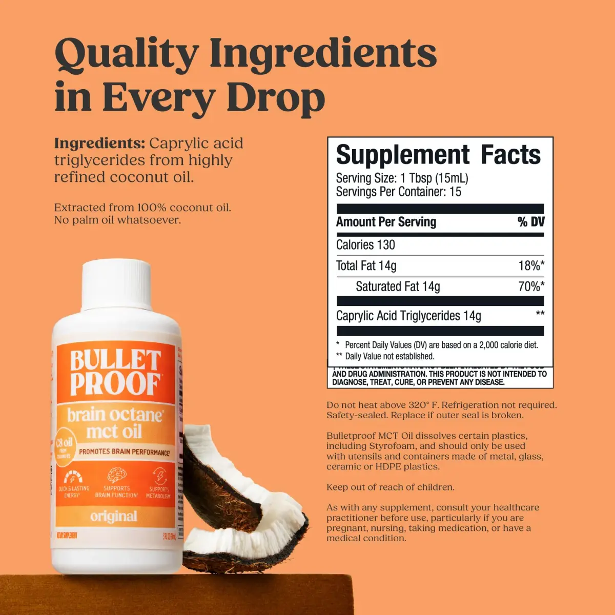 Bulletproof Brain Octane C8 MCT Oil 89ml (3 Fl Oz) | Pure Coconut Oil for Keto Energy - view 3