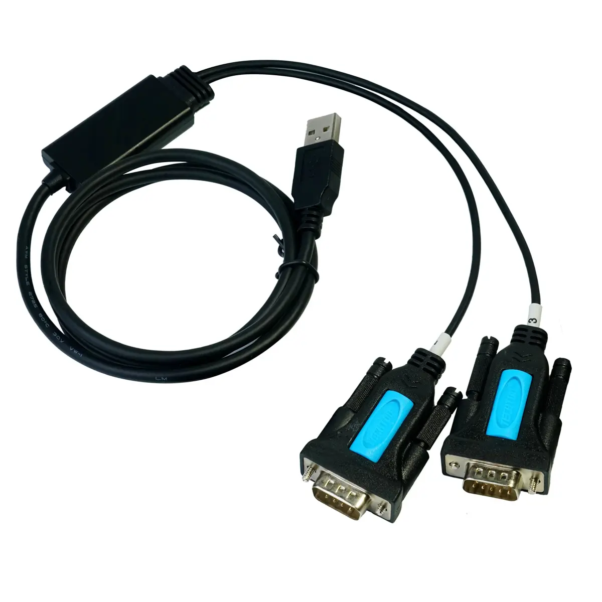 TECHTOO FTDI Chip USB to RS232 Serial Adapter Cable DB9 Male to Male with Thumbscrews | 1 Mbps Data Transfer - main product image