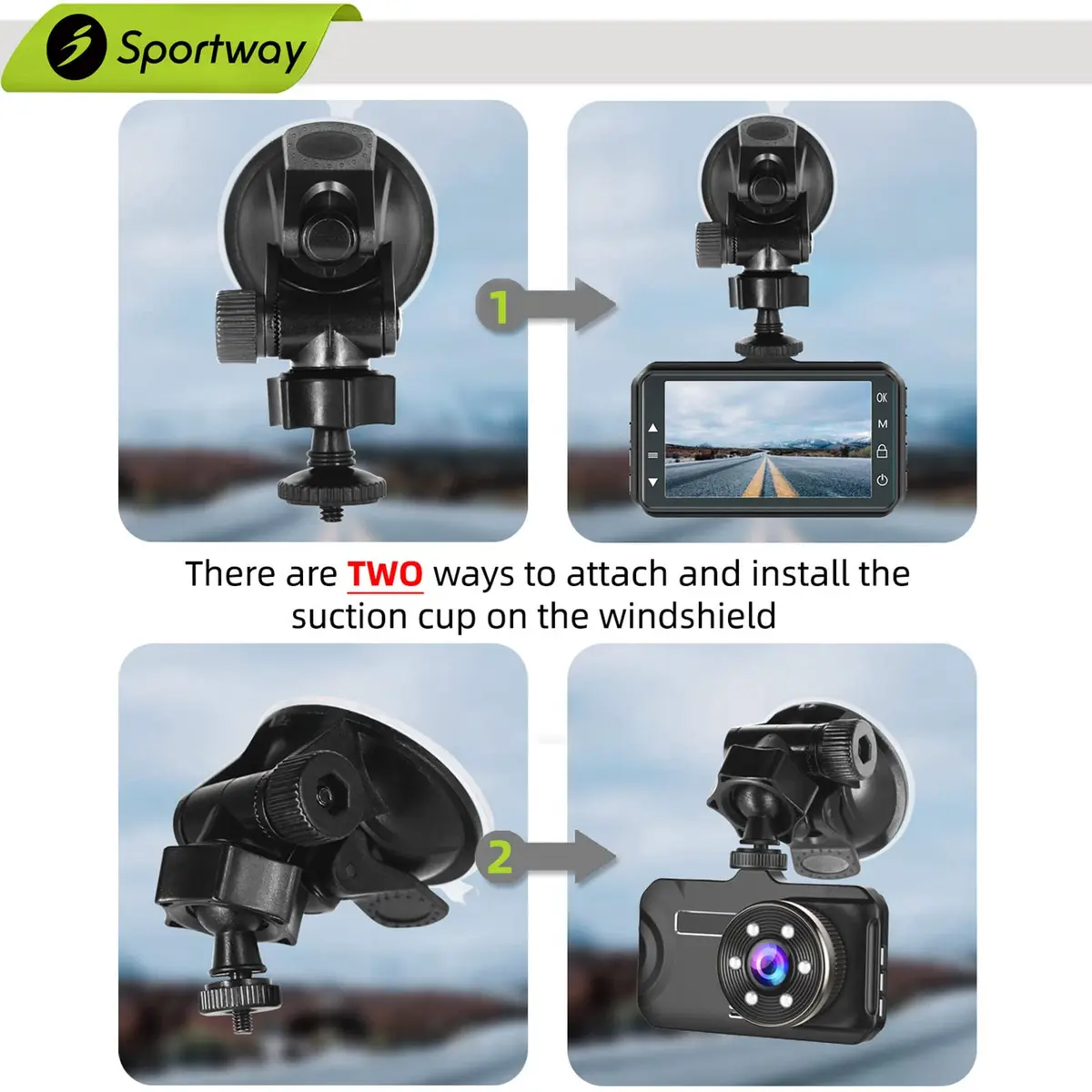 Sportway S30 Pro Dash Cam Suction Mount (2 Gen) 55mm x 75mm | Secure Adjustable View for Most Dash Cams - view 4