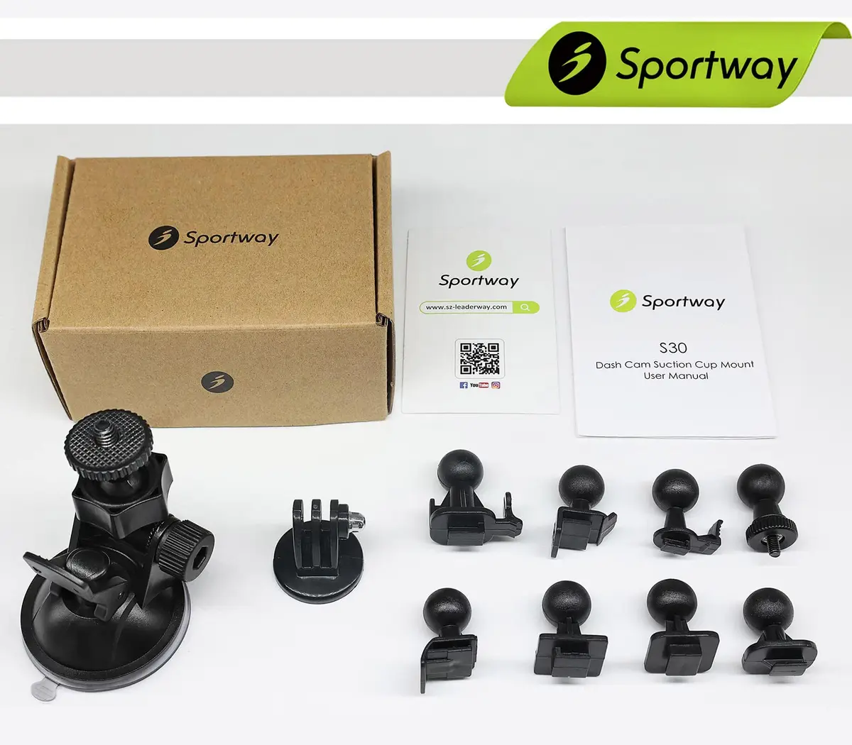 Sportway S30 Pro Dash Cam Suction Mount (2 Gen) 55mm x 75mm | Secure Adjustable View for Most Dash Cams - view 6