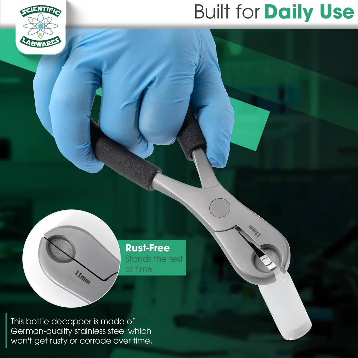 Scientific Labwares Dual Action Decapper Pliers for 11mm & 20mm Vials | Heavy Duty Stainless Steel - view 6