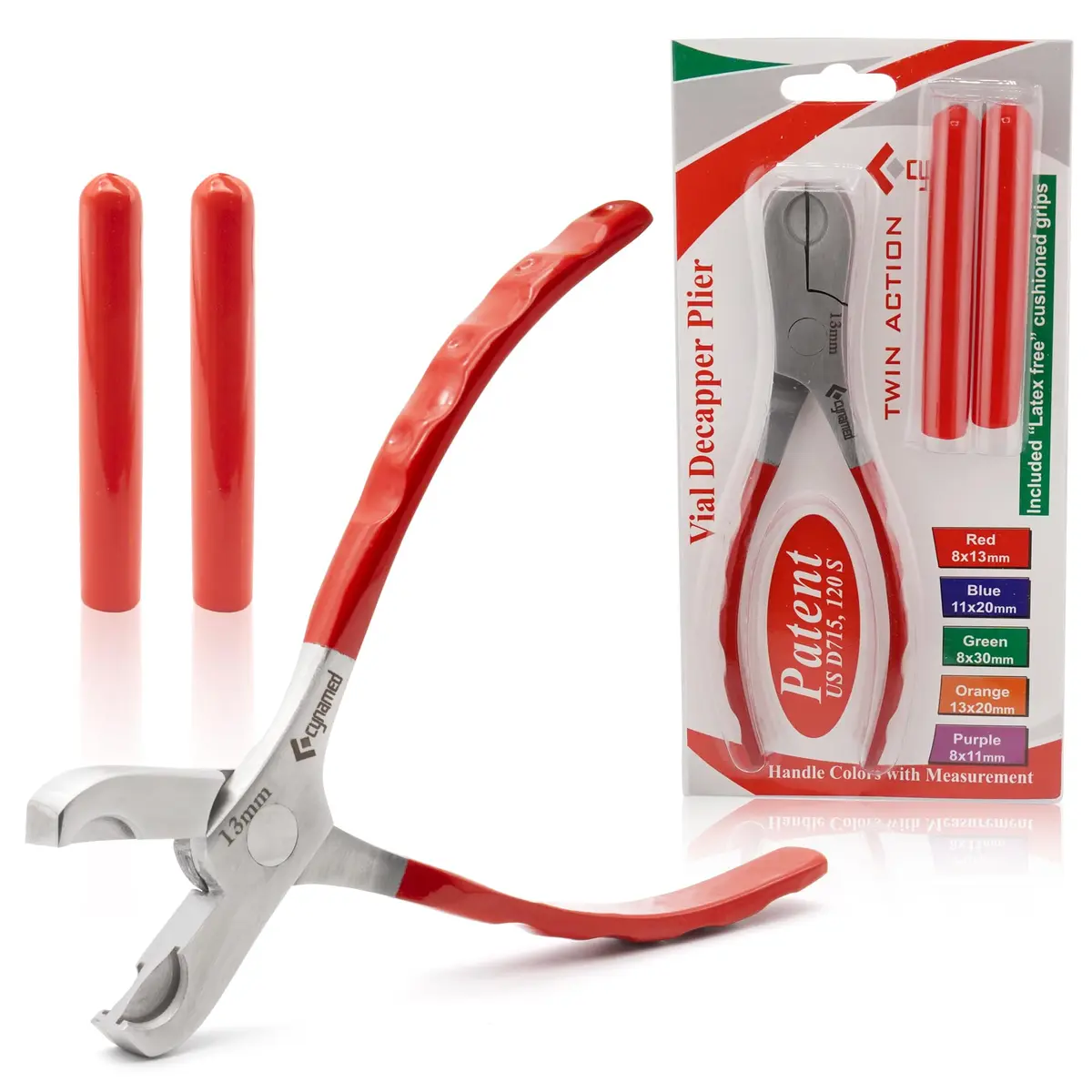 Cynamed Twin Action Decapper Pliers - Perfect for Decapping 8mm & 13mm Vials | German Stainless Steel - main product image