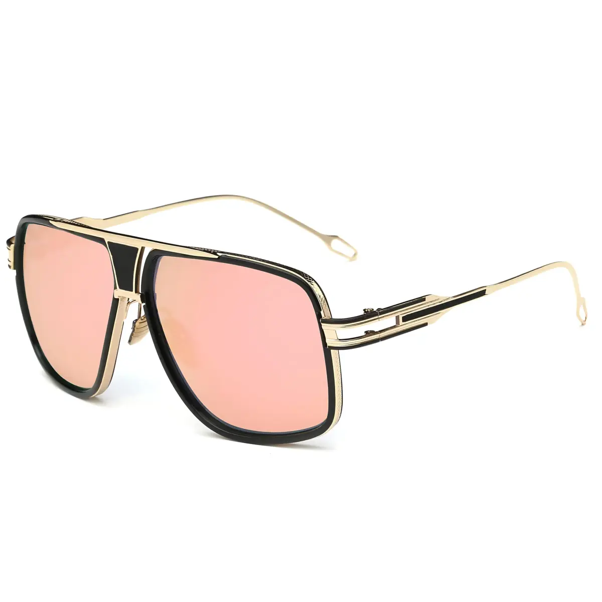 GOBIGER Aviator Sunglasses for Men Retro Fashion Gold/Mirrored Pink Full Frame Stainless Steel | UV400 Protection - main product image