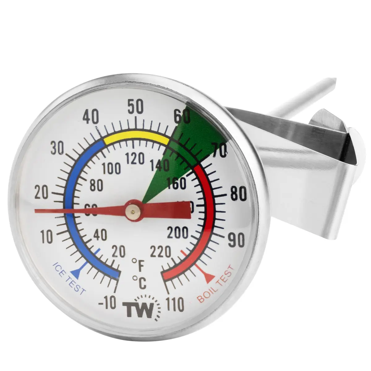 Thermometer World Milk & Coffee Thermometer 165mm Probe | Easy Read Analog Gauge for Steaming Milk, Yogurt, Cheese Making - main product image