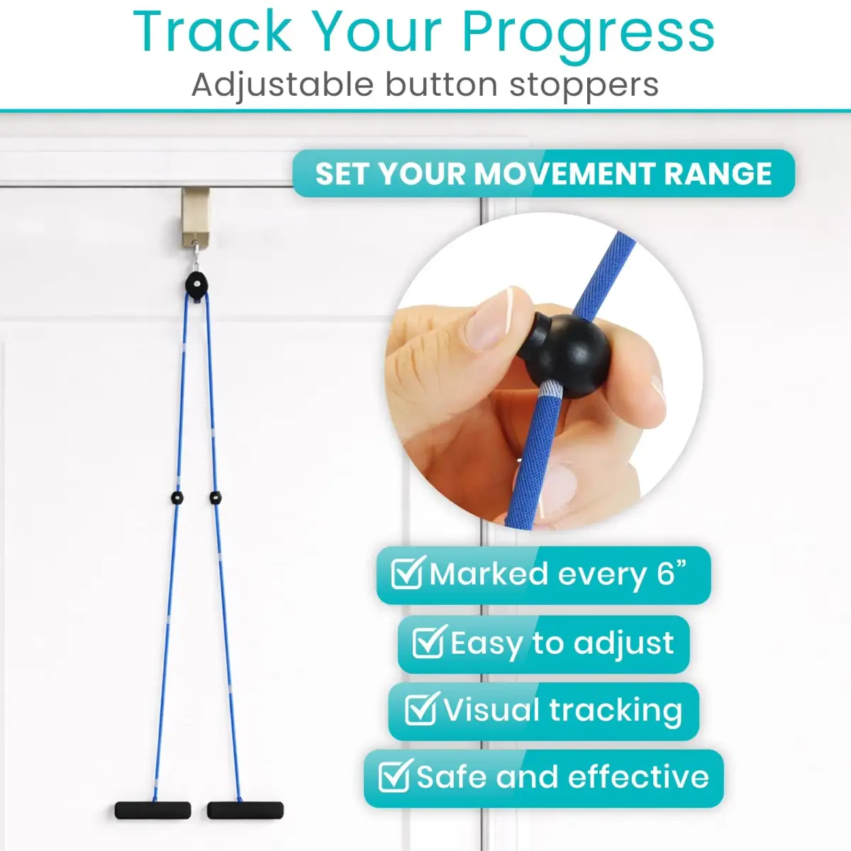 Vive Shoulder Pulley System for Physical Therapy - Rotator Cuff Pain Rehab Exerciser with Metal Pulley & Blue Handles - view 5