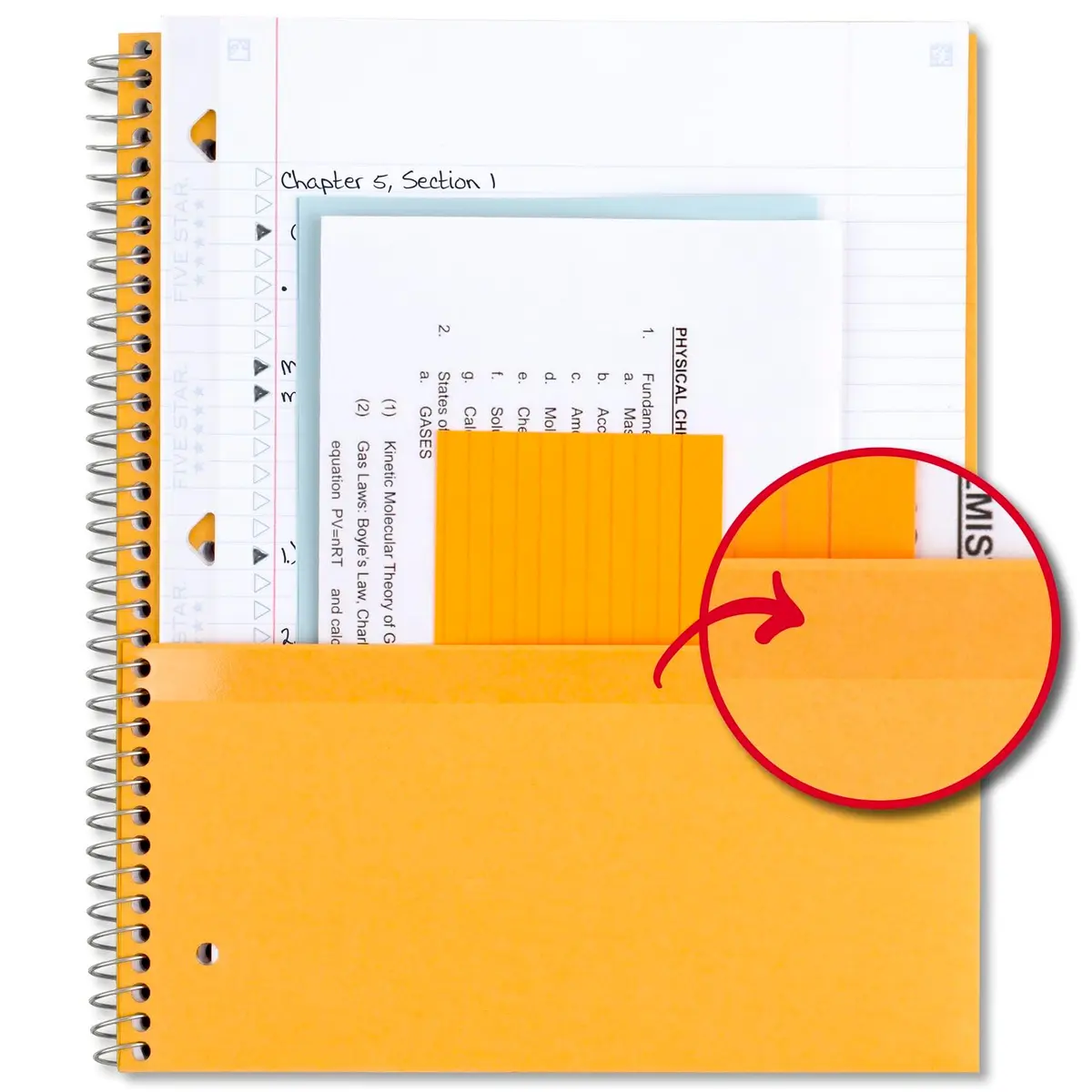 Five Star Spiral Notebook 6 Pack, 5 Subject, College Ruled Paper, 8-1/2" x 11", 200 Sheets Per Notebook | Water Resistant Cover, Study App Compatible - view 4