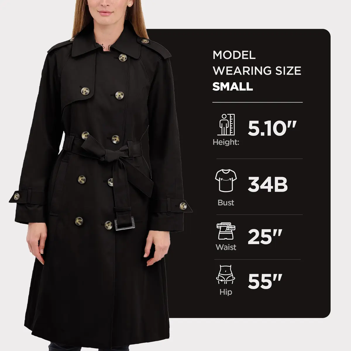 London Fog Womens Double-Breasted Trench Coat X-Small Black | Windproof & Water-Resistant - view 4