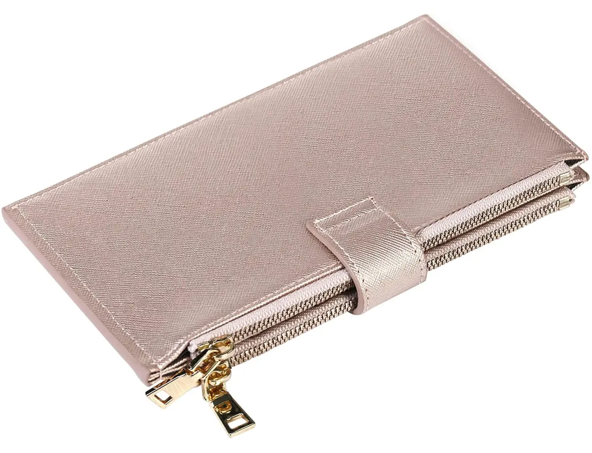 Travelambo RFID Wallet Women Large Size Bifold Multi Card Wallet Case with Zipper Pocket, Rose Gold | 15 Card Slots, RFID Blocking - view 7