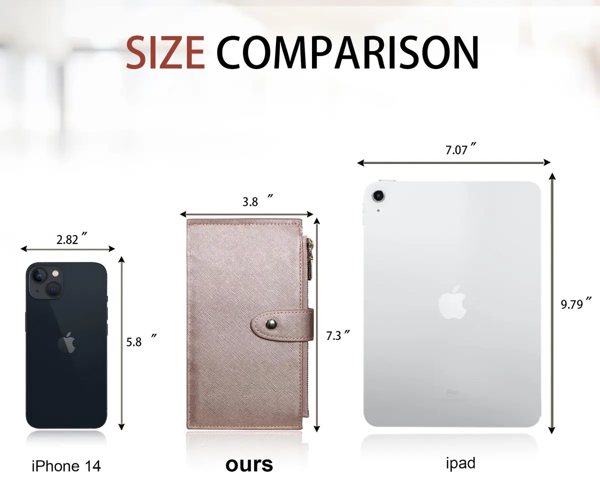 Travelambo RFID Wallet Women Large Size Bifold Multi Card Wallet Case with Zipper Pocket, Rose Gold | 15 Card Slots, RFID Blocking - view 2