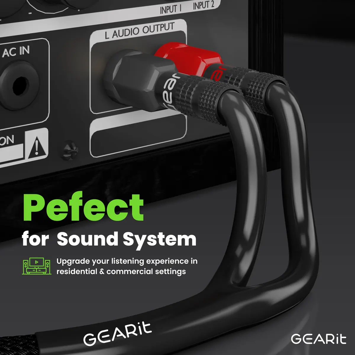 GEARit 12 Gauge Braided Speaker Cable with Banana Plugs 35 ft (10.67 m) | CL2 Rated OFC Copper Wire - view 5