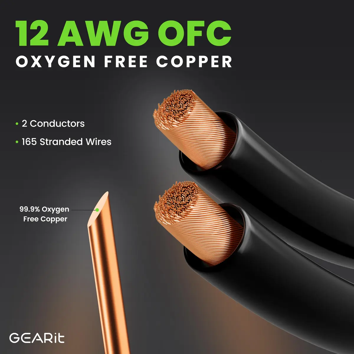 GEARit 12 Gauge Braided Speaker Cable with Banana Plugs 35 ft (10.67 m) | CL2 Rated OFC Copper Wire - view 3