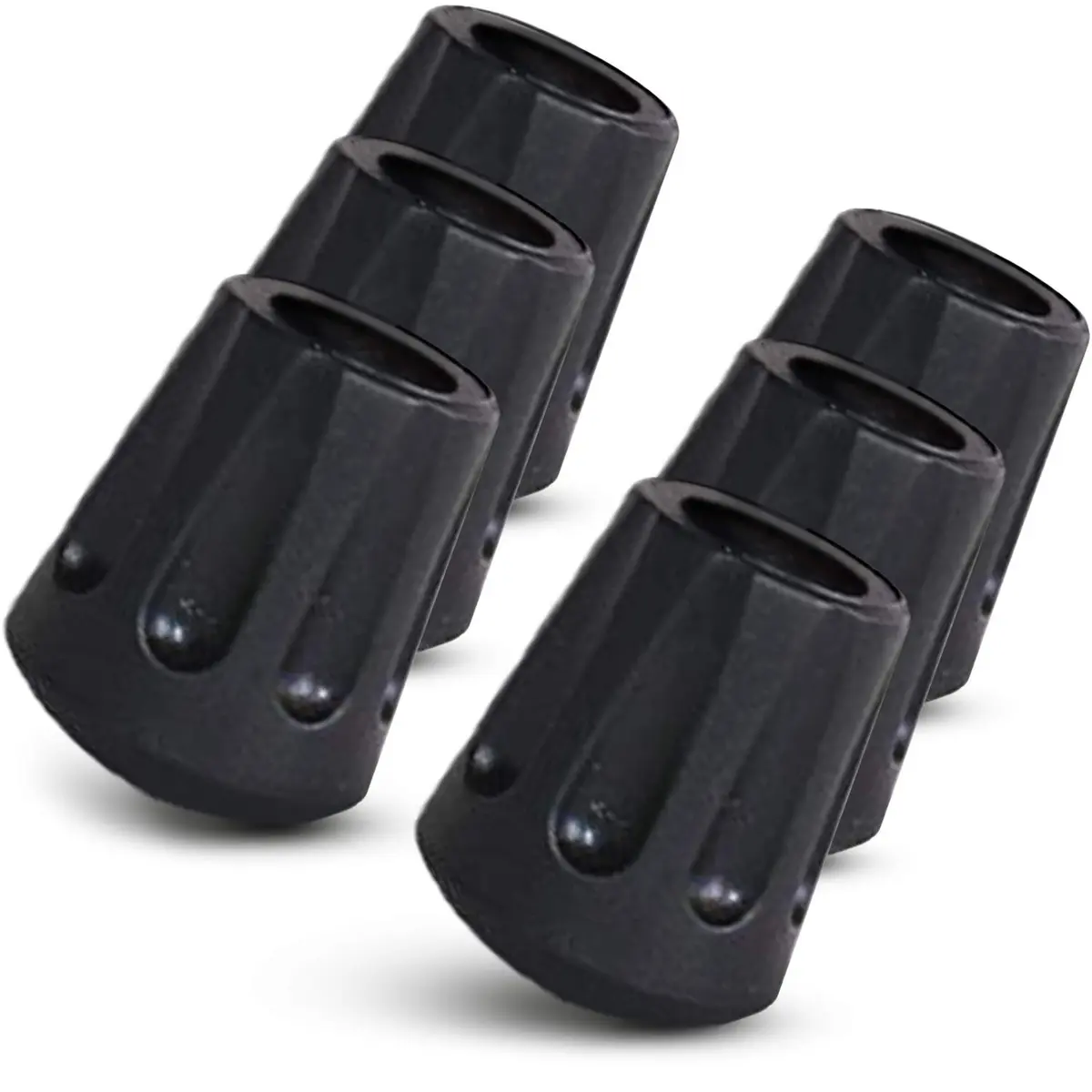 TrailBuddy Walking Stick Tips - Pack of 6 Replacement Rubber Cane Tips Fit Most Trekking & Hiking Poles w/Shock Absorption, Grip & Traction Protectors - 11mm Diameter - main product image