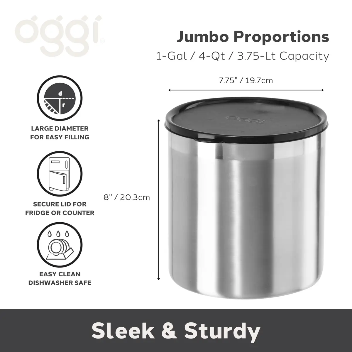 Oggi Stainless Steel Jumbo Grease Container with Removable Strainer and Snug Lid | Large Capacity for Kitchen & RV (70-120 chars) - view 7