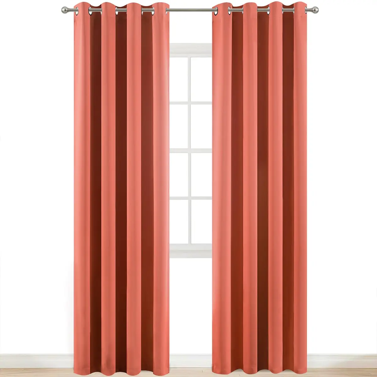 Yakamok Room Darkening Curtains 52x84 inch Coral Orange | Elegant Blackout Panel for Living Room - main product image
