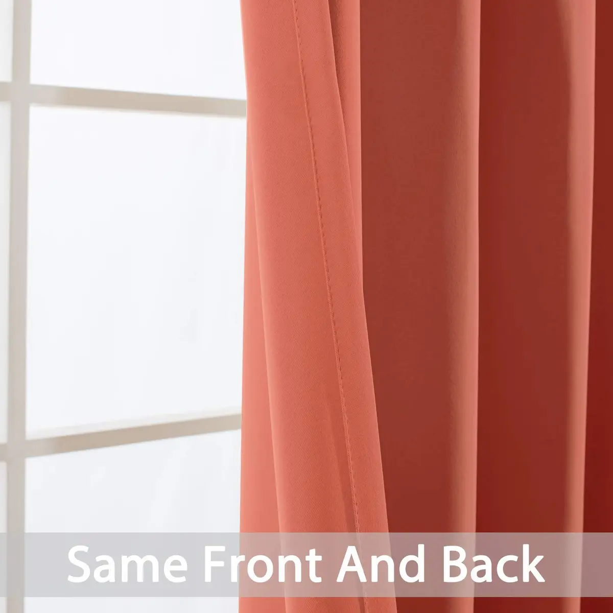 Yakamok Room Darkening Curtains 52x84 inch Coral Orange | Elegant Blackout Panel for Living Room - view 7