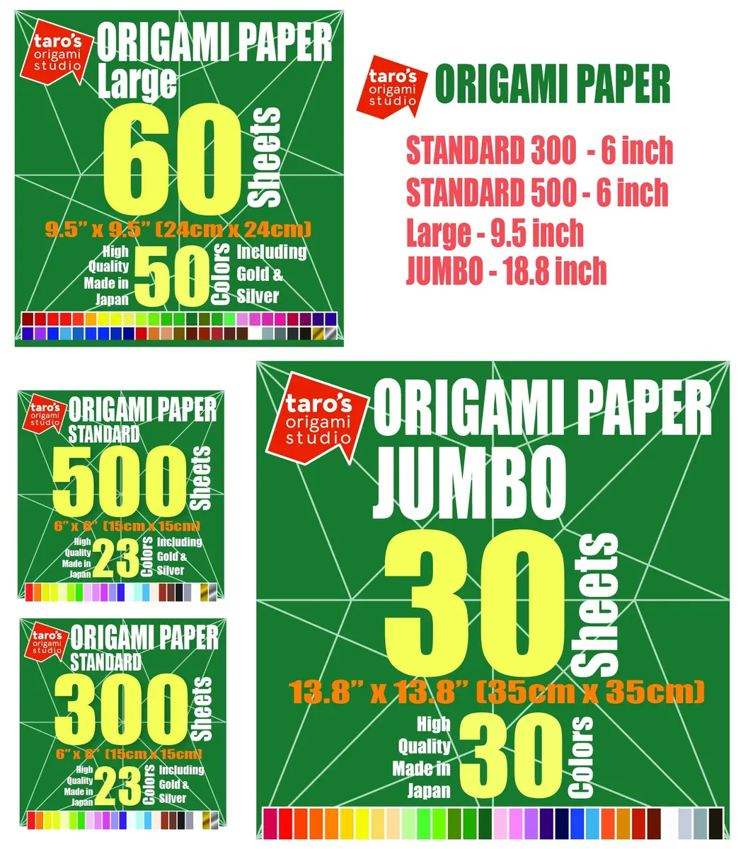 Taro's Origami Studio Jumbo Origami Paper 35cm (13.8 Inch) 30 Sheets, 30 Colors | Authentic Japanese Kami for Beginners - view 9