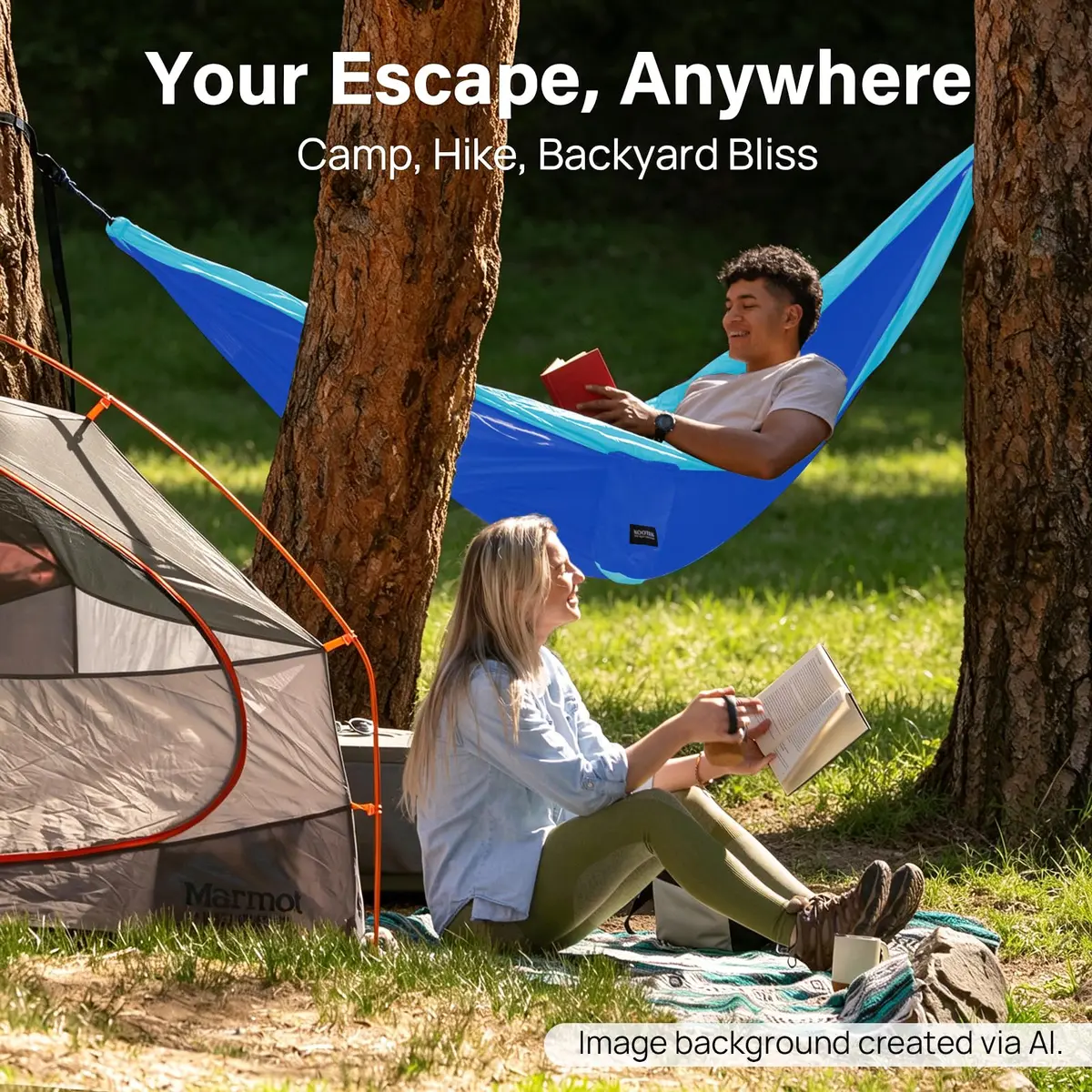 Kootek Camping Hammock 500lbs Capacity | Double Outdoor Camping Essentials, Parachute Nylon - view 7